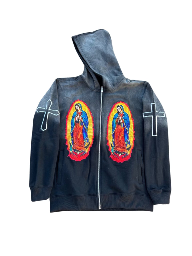 Virgin Mary zip ups (Black)