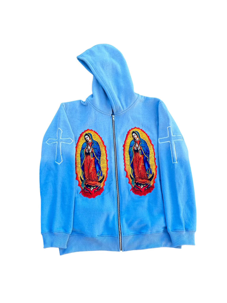 Virgin Mary Zip Ups (baby blue)