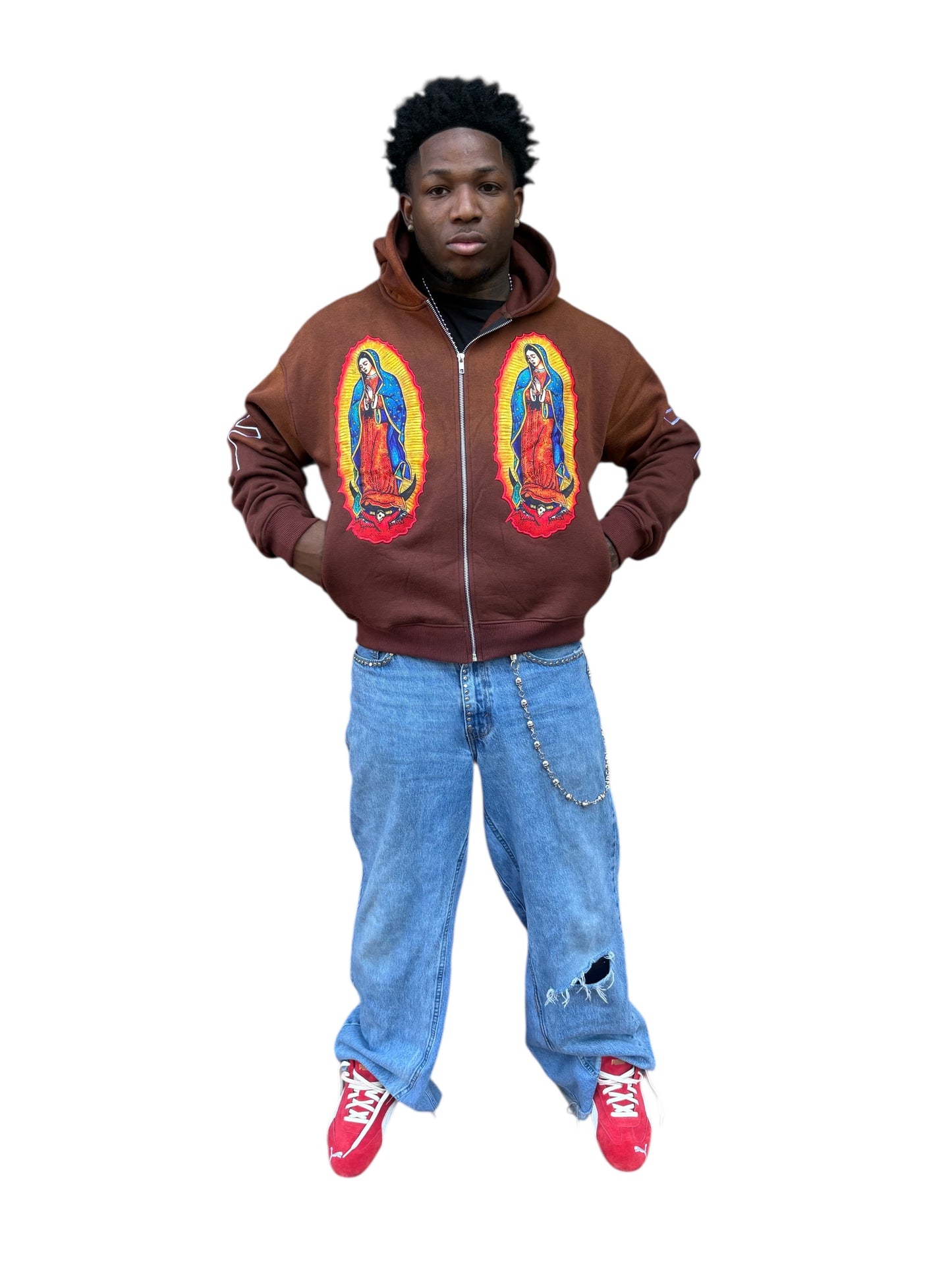 Virgin Mary Zipup (Brown)