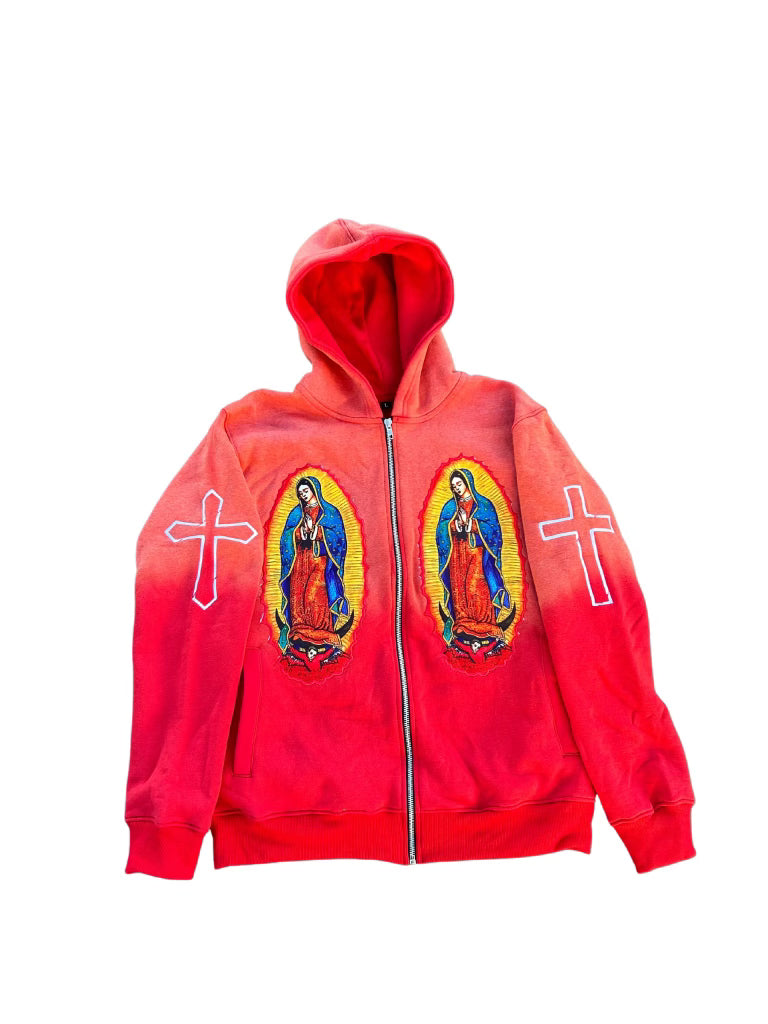 Virgin Mary zip Ups (RED)